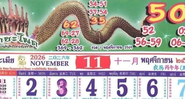 เลขเด็ดปฏิทินคำชะโนด งวด 1/11/69 เปิดชุดใหญ่ 19 รายการ เลขเด่น 62-35-50 พร้อมเลข 3 ตัว 369-362